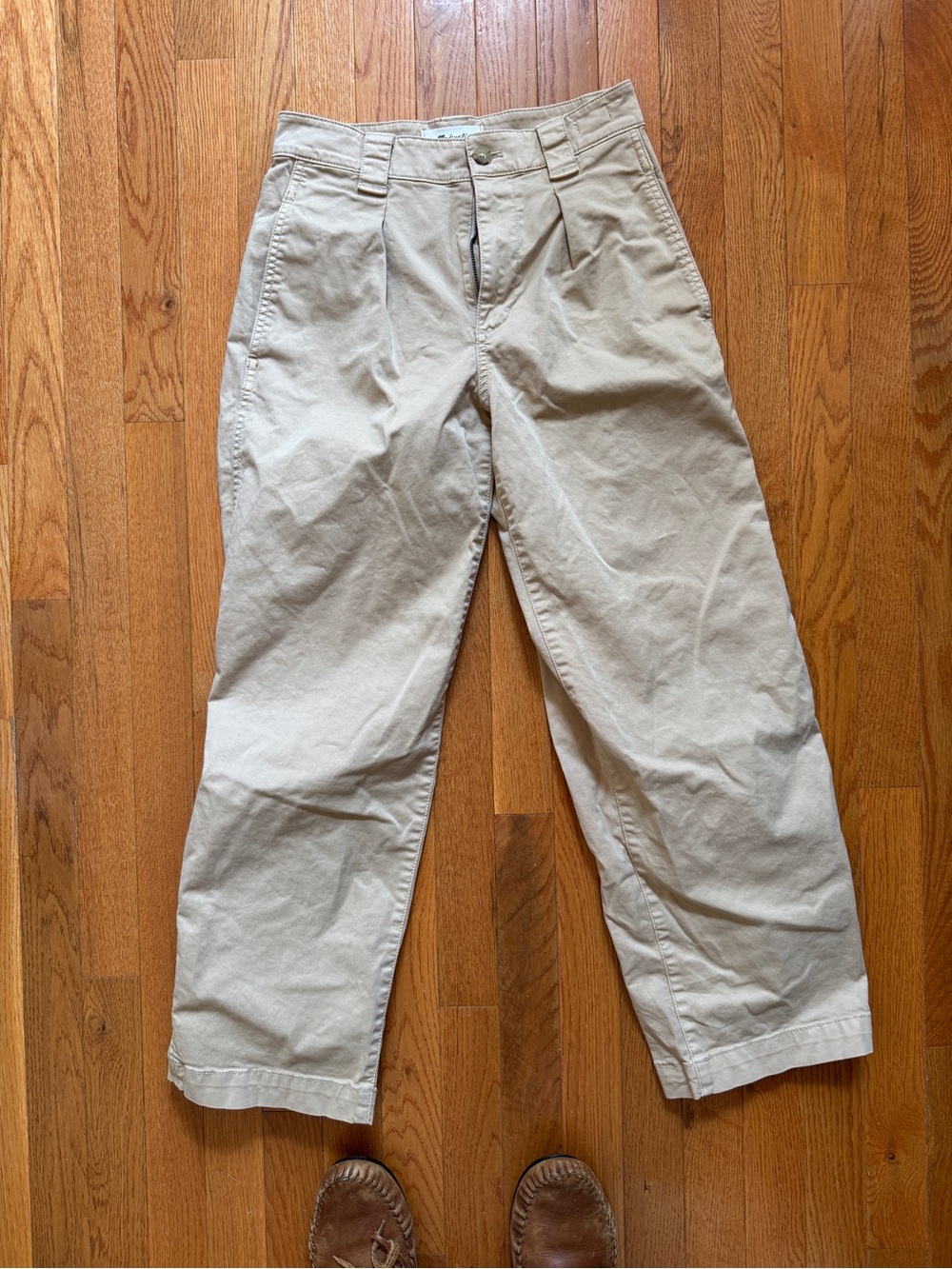 Madewell - the barrel leg chino pant Beige High-Rise Pleated Trousers